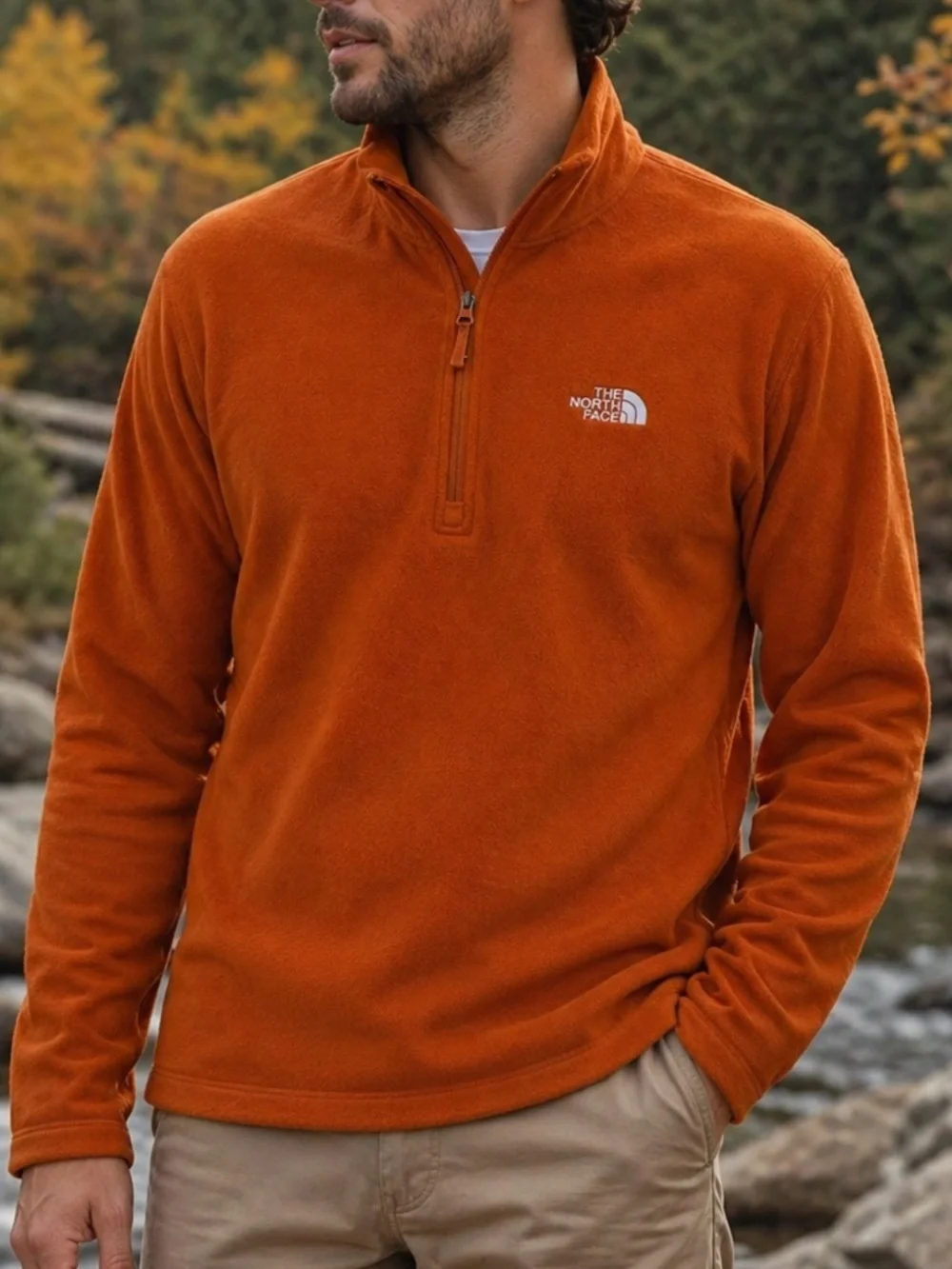 The North Face Men's Large Quarter Zip-Up in Bold Orange